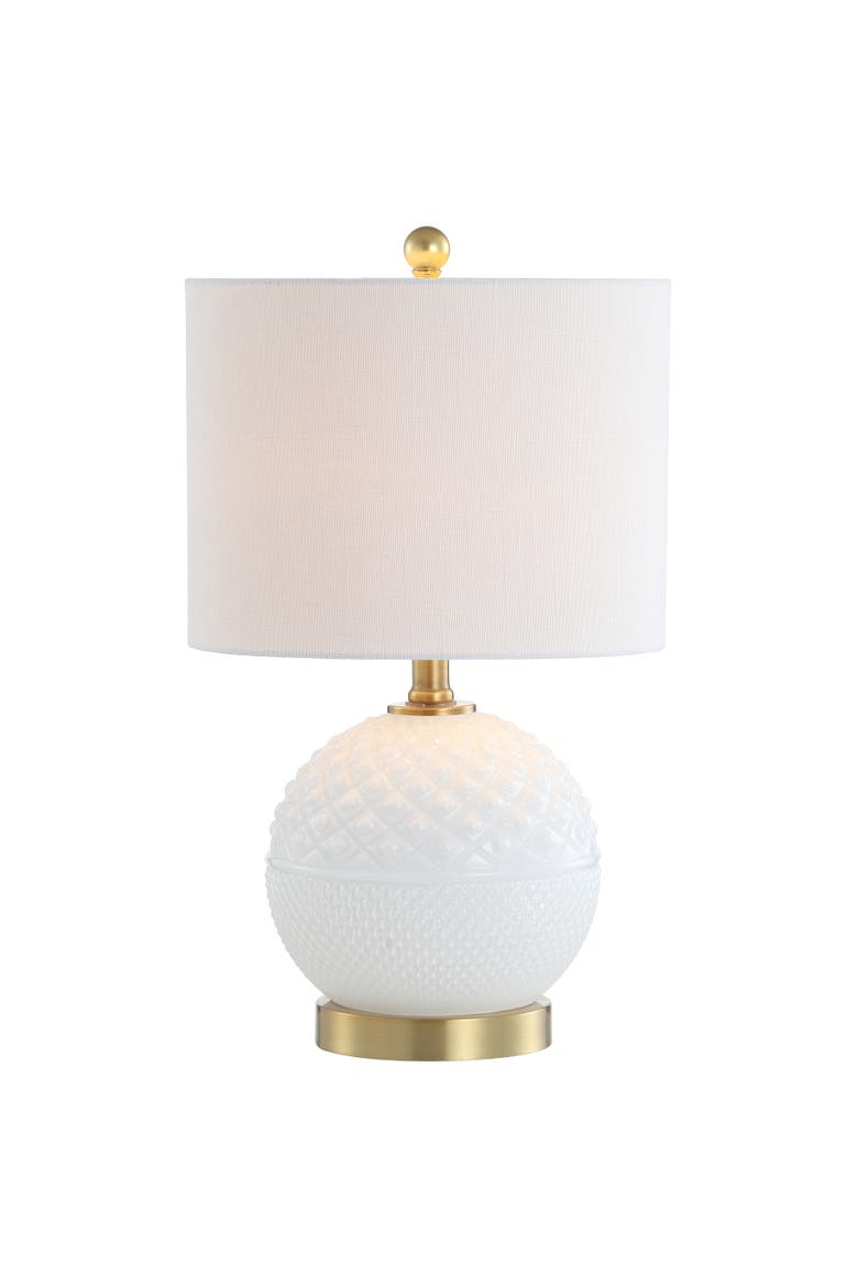 Julienne Glass/Metal LED Table Lamp, Main, color, White/Brass Gold