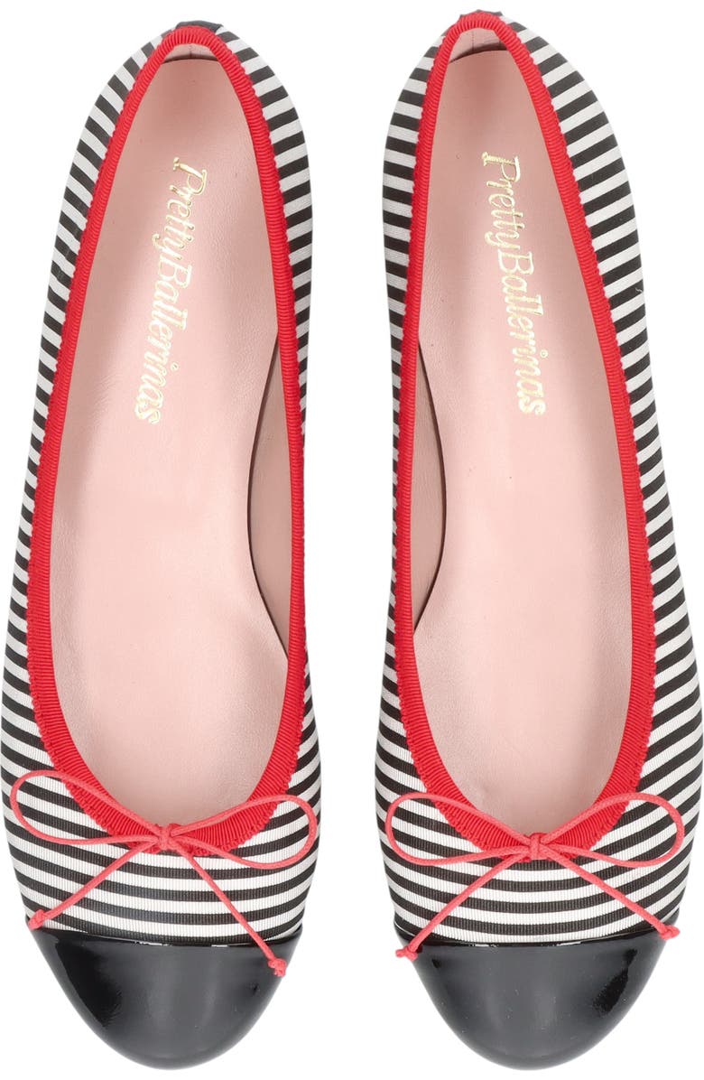 Pretty Ballerinas Round Toe Toecap Textile Ballet Flat, Alternate, color, Blue Stripes