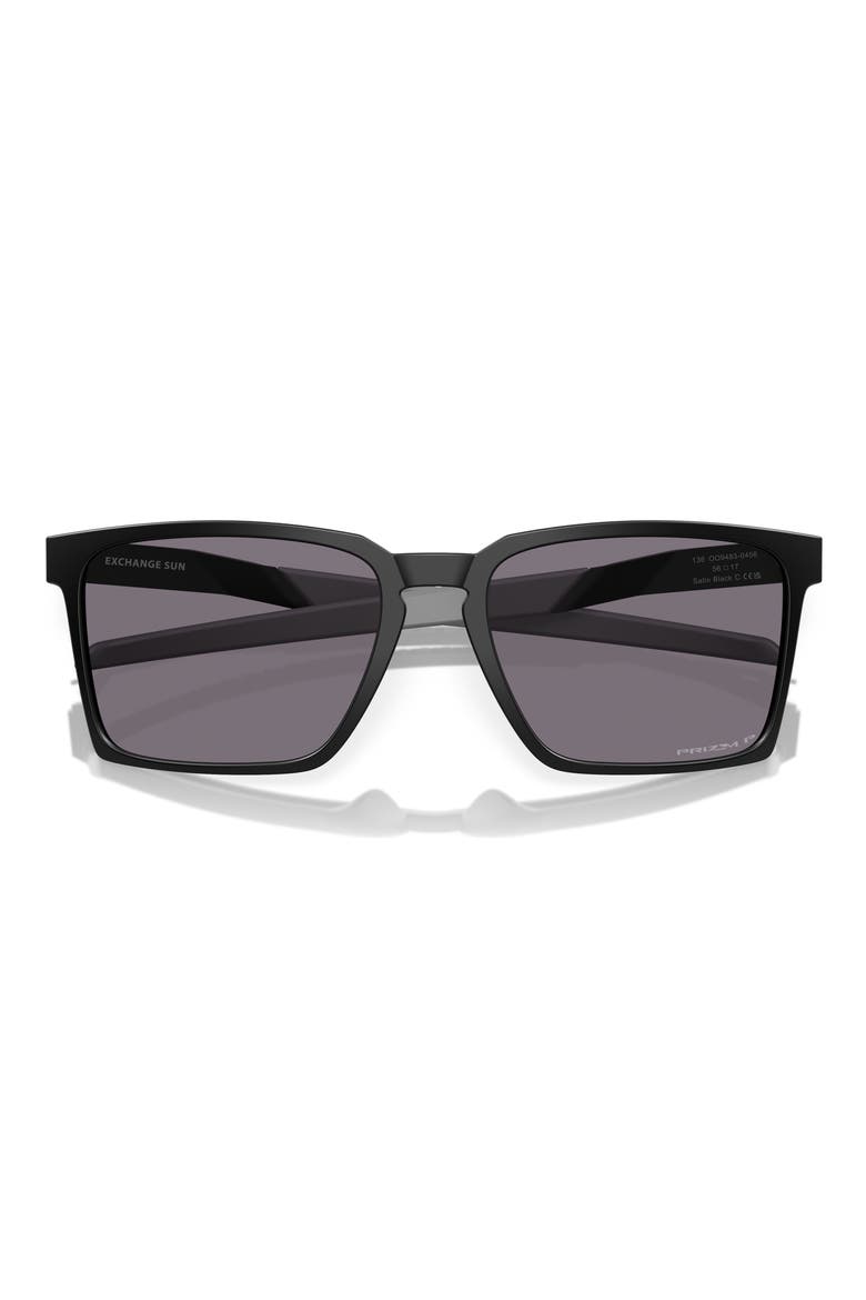 Exchange Sun 56mm Polarized Rectangle Sunglasses, Alternate, color, BLACK GREY