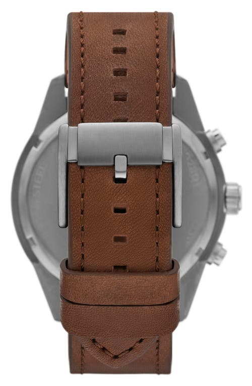 Fossil Brox Multifunction Leather Strap Watch, 50mm In Brown