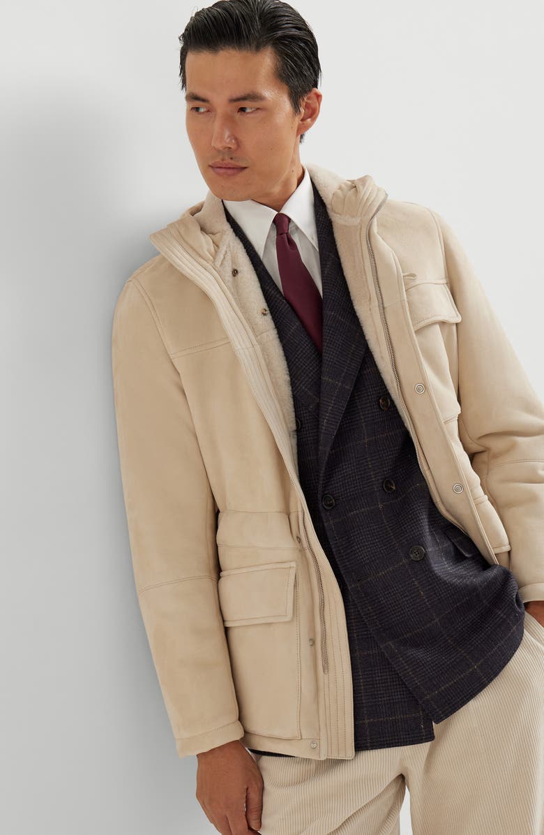 Brunello Cucinelli Shearling parka, Alternate, color, Buff
