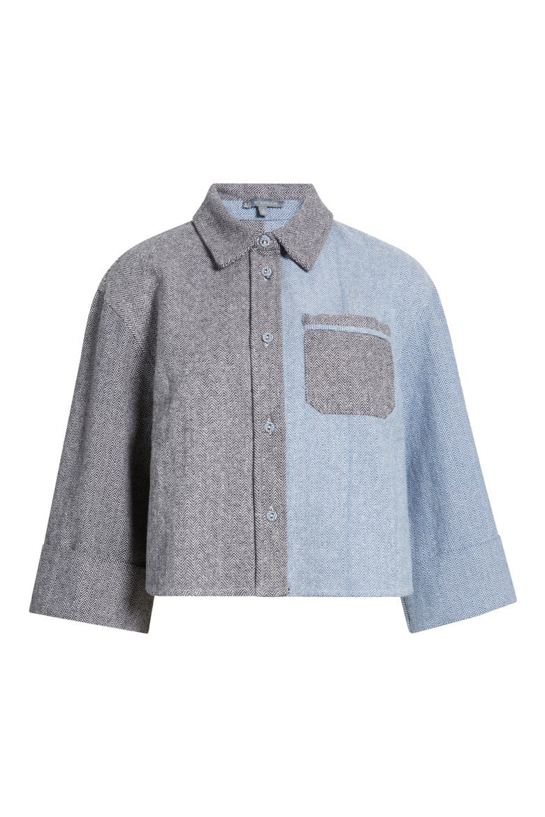 Contrast Cuffed Shirt, Alternate, color, BLACK/ BLUE SHADOW