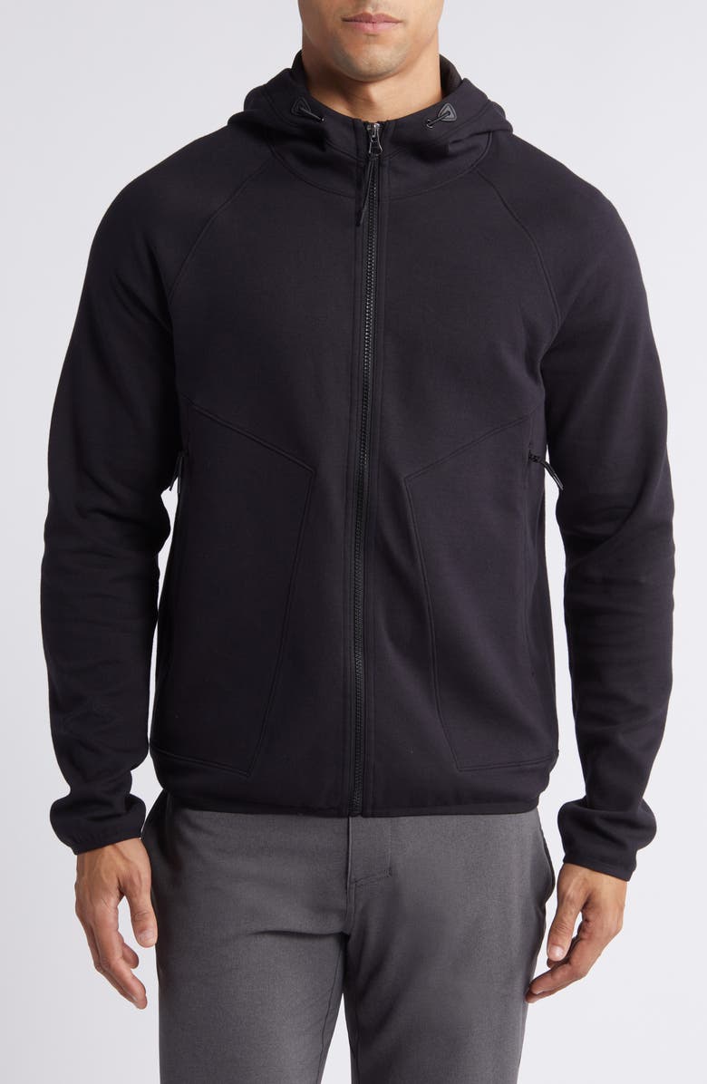 Zella Powertek Full Zip Hoodie, Alternate, color, Black