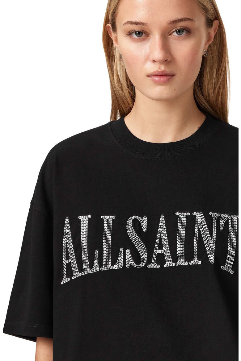 Etta Oversized Dash Embroidered Cotton T-Shirt, Alternate, color, WASHED BLACK