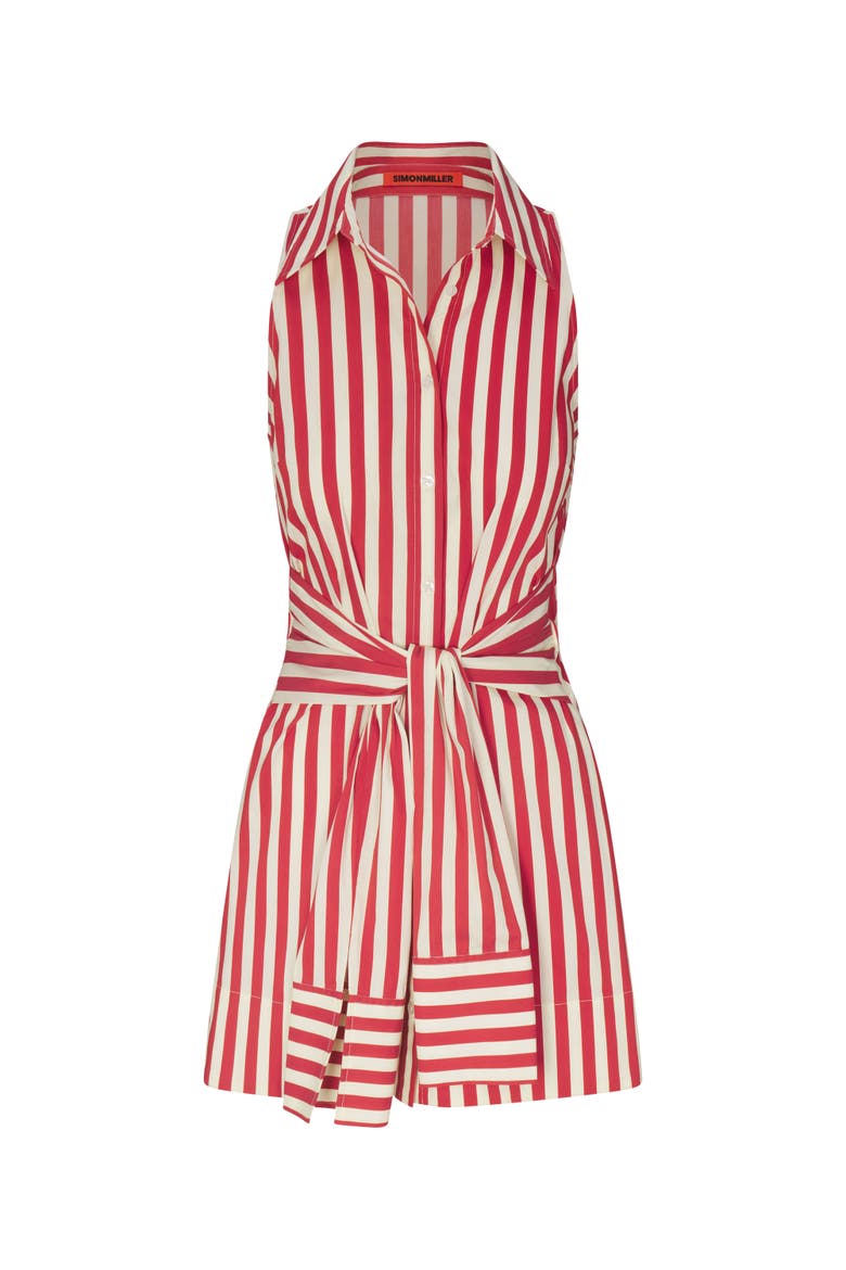 Inna Sleeveless Poplin Mini Dress, Main, color, Venetian Red Stripe