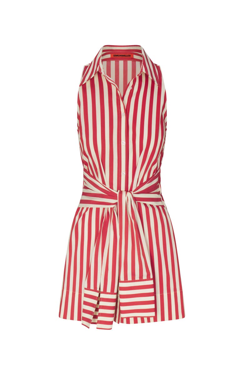SIMONMILLER Inna Sleeveless Poplin Mini Dress, Alternate, color, Venetian Red Stripe