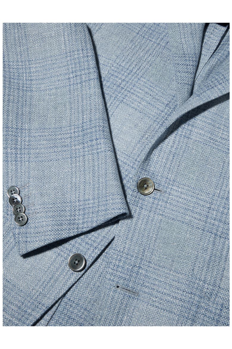 Crossover Plaid Linen, Wool & Silk Sport Coat, Alternate, color, BLUE CKECK