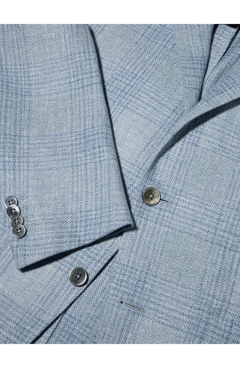 ZEGNA Crossover Plaid Linen, Wool & Silk Sport Coat, Alternate, color, Blue Ckeck