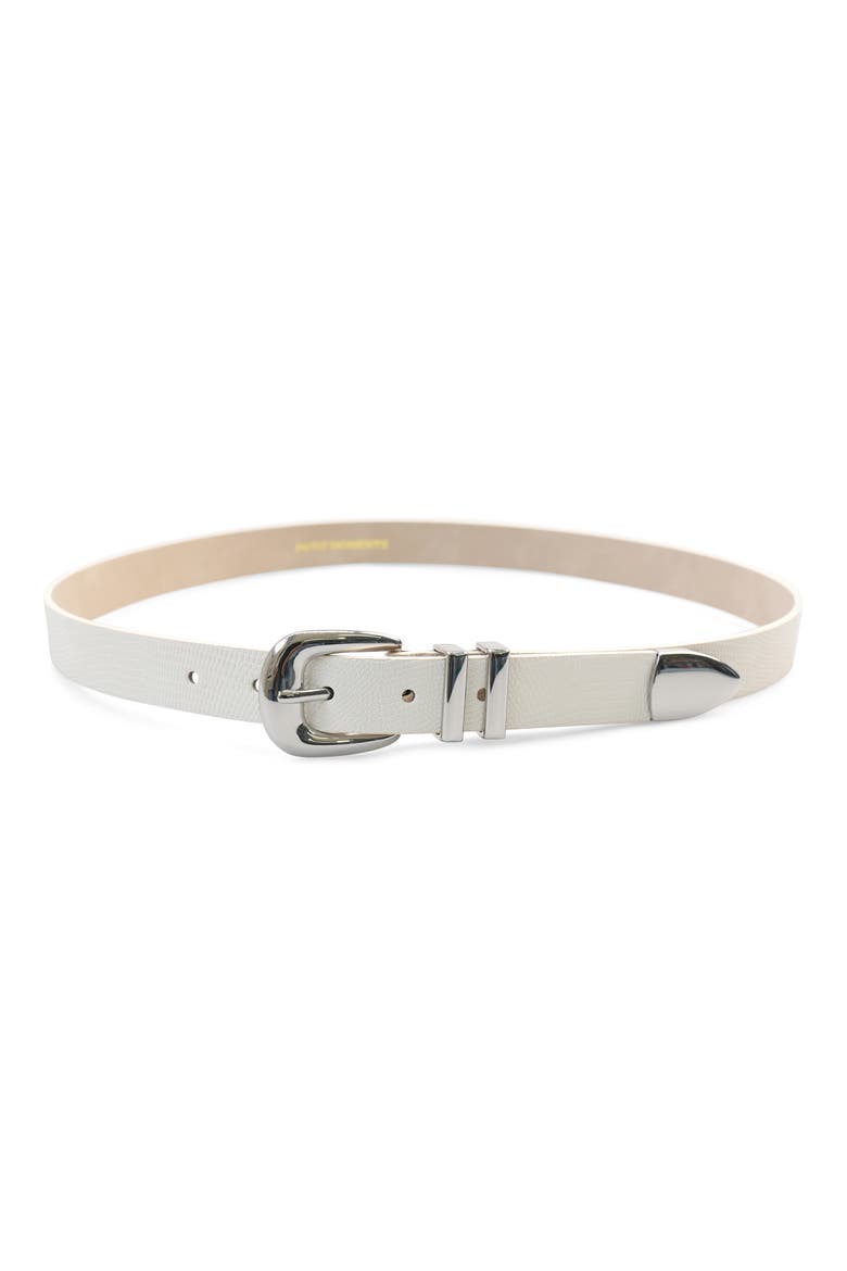 Atlas Faux Leather Belt, Main, color, WHITE/ SILVER
