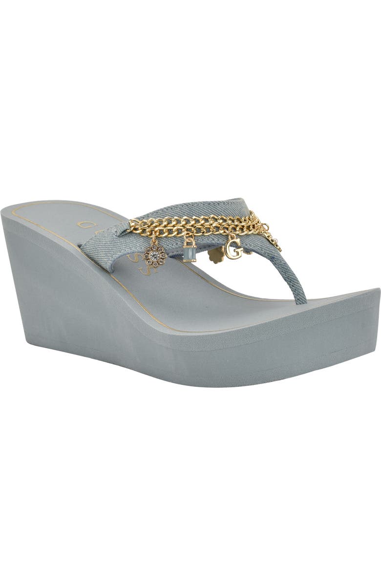 GUESS Sutton Platform Wedge Sandal, Main, color, Light Blue