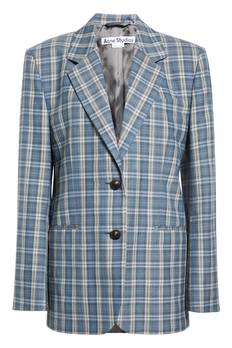 Jolga Check Moulin Wool Blazer, Main, color, BLUE/ YELLOW