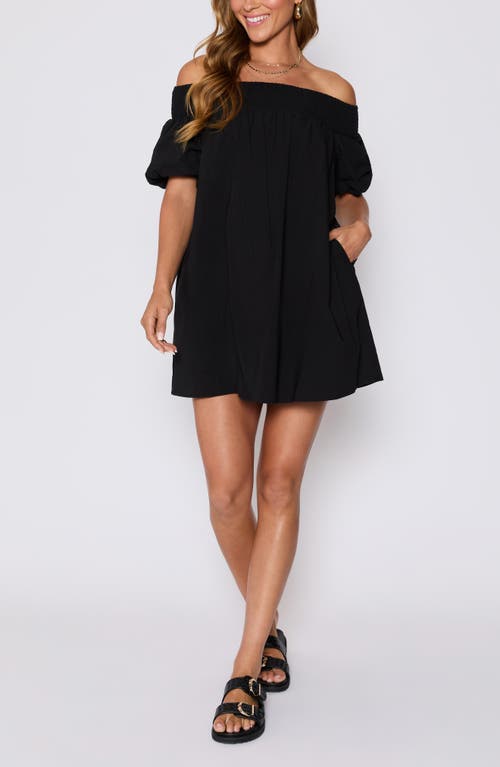 Vici Collection Lydia Smocked Off The Shoulder Cotton Minidress In Black