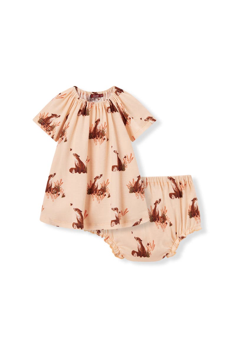 Organic Cotton Dress and Bloomer Set, Main, color, Floral Fox