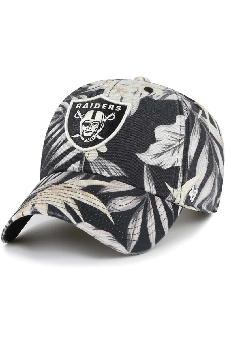 '47 Men's '47 Black Las Vegas Raiders Tropicalia Clean Up Adjustable Hat, Main, color, 
