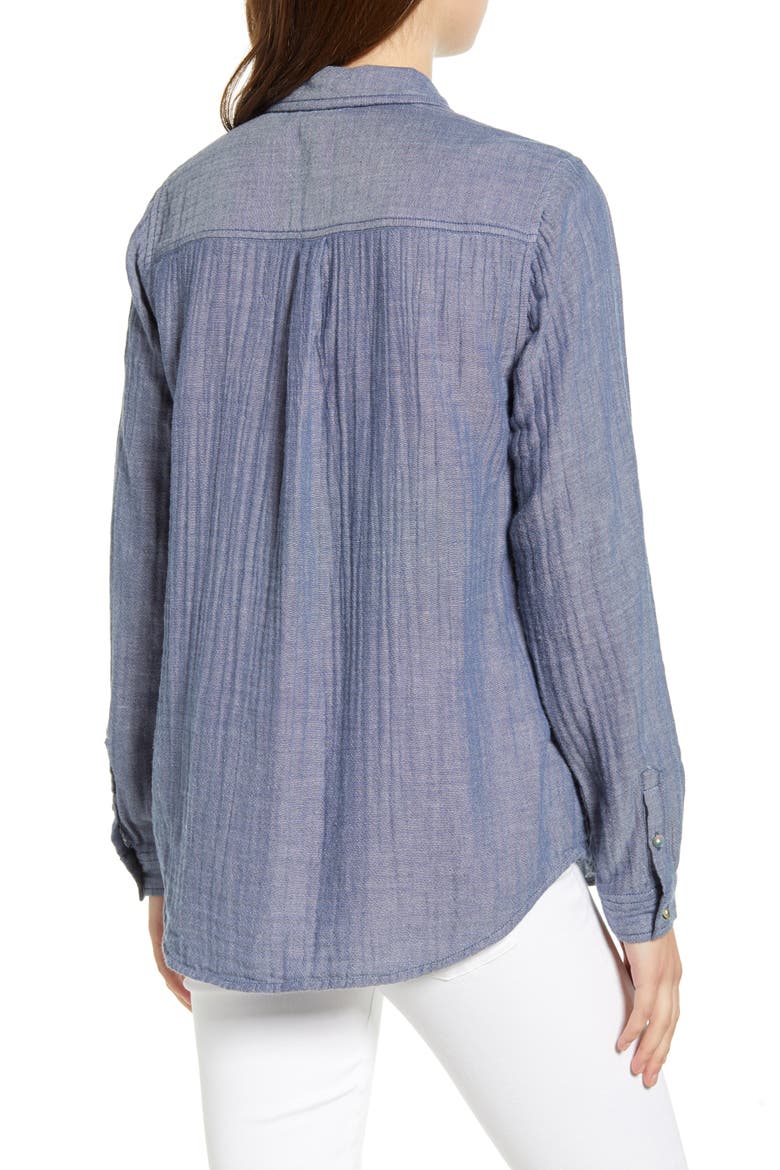 James Chambray Cotton Double Cloth Shirt, Alternate, color, INDIGO CHAMBRAY