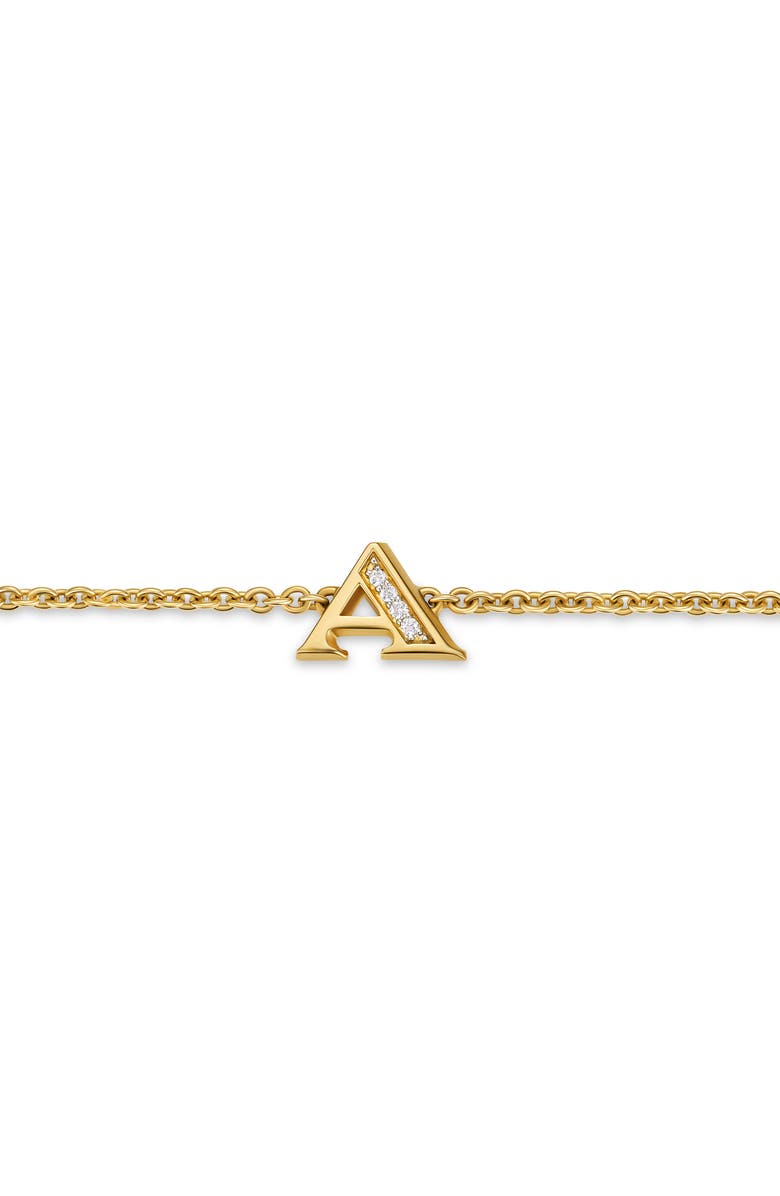 David Yurman Petite Pavé Initial Chain Bracelet in 18K Yellow Gold with Diamonds, Alternate, color, Diamond A