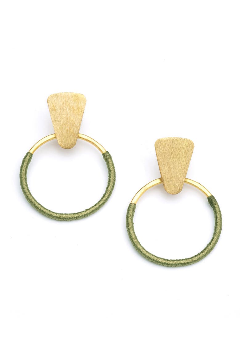 Kaia Hoop Earrings, Main, color, Olive Green