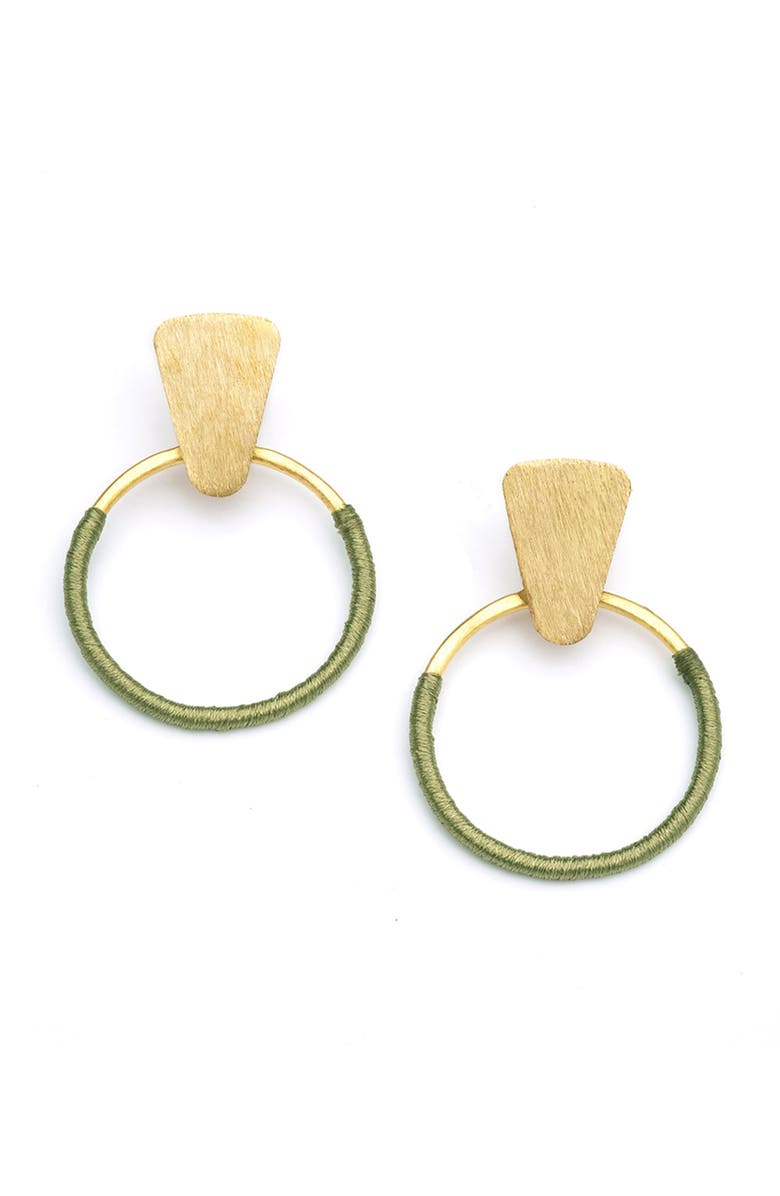 Matr Boomie Kaia Hoop Earrings, Main, color, Olive Green