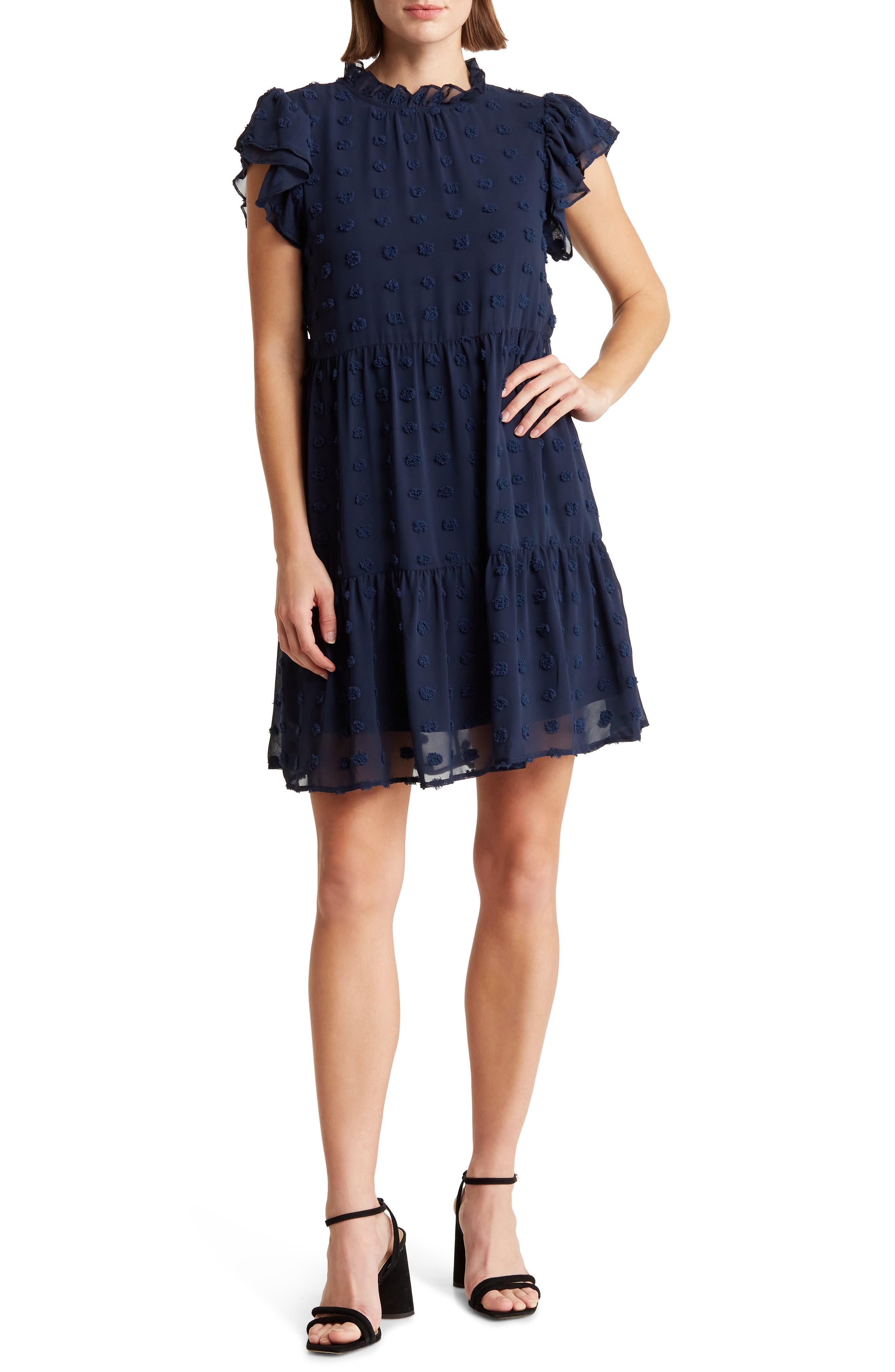 Love By Design Kelsey Chiffon Mini Swiss Dot Dress