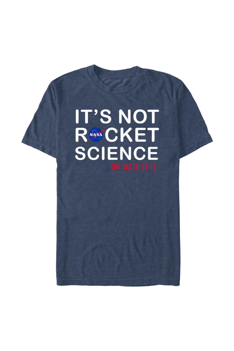 Men's NASA It's Not Rocket Science Logo  Graphic T-Shirt, Main, color, Navy Blue Heather