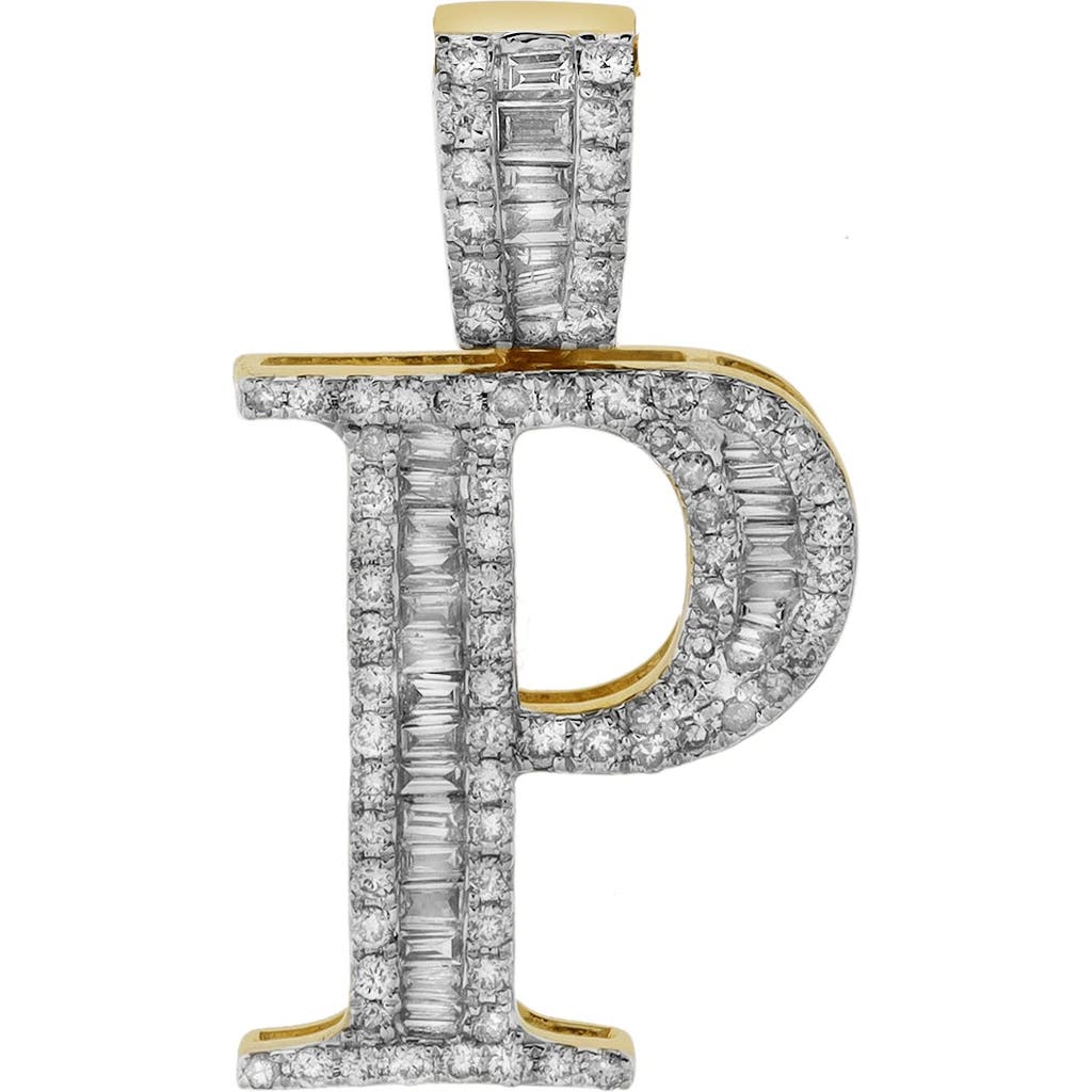 Luvmyjewelry P Initial Diamond Pendant 10k Yellow Gold In 10k Yellow Gold -