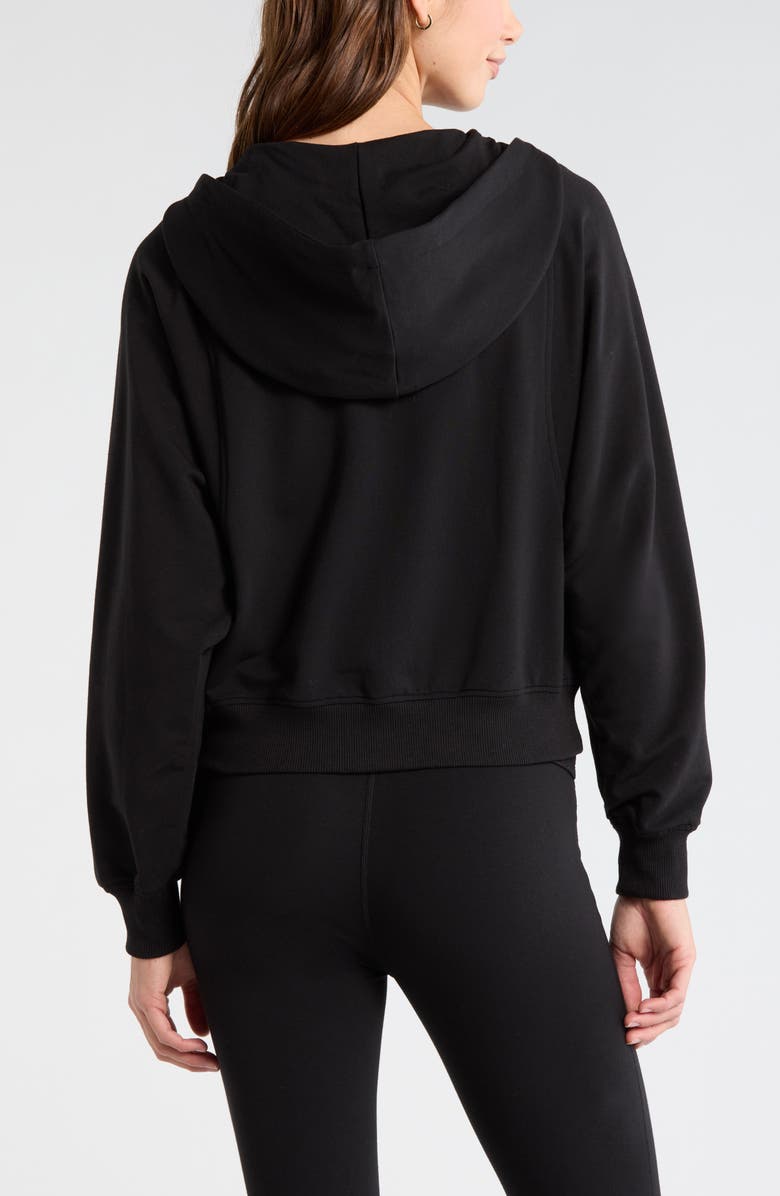 Zella Weekend French Terry Full Zip Hoodie, Alternate, color, Black