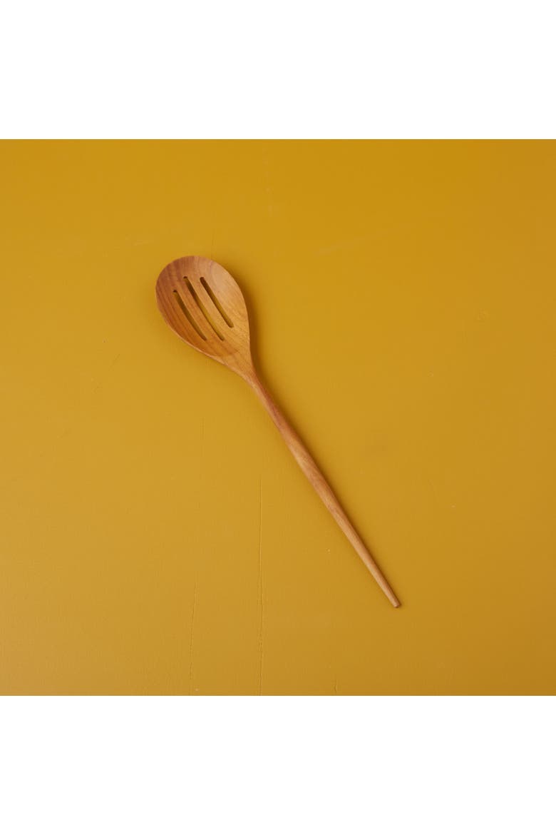 Padma Teak Slotted Spoon, Alternate, color, Brown