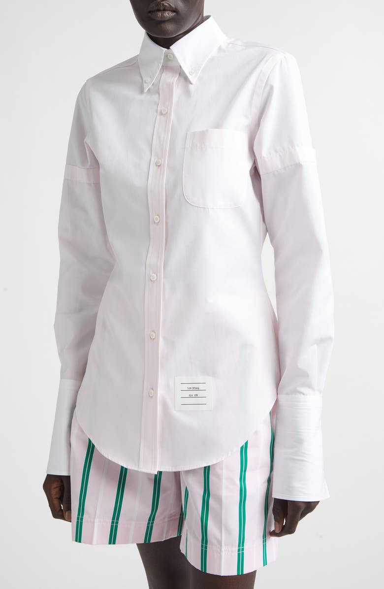 Thom Browne Classic Fit French Cuff Cotton Poplin Button-Down Shirt, Alternate, color, Light Pink