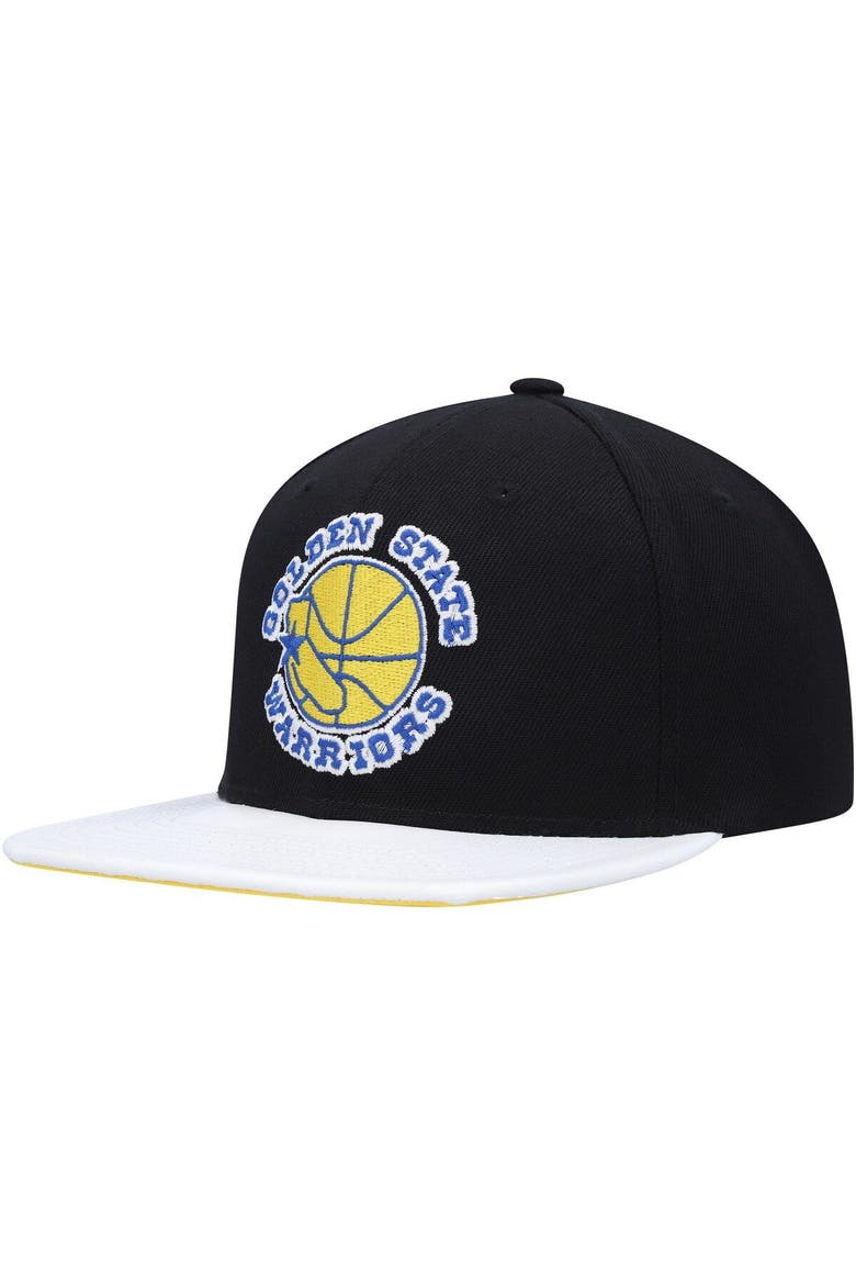 Men's Mitchell & Ness  Black/White Golden State Warriors Hardwood Classics Wear Away Visor Snapback Hat, Main, color, Black