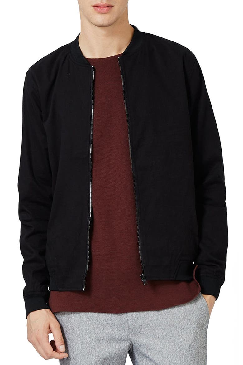 Cotton Bomber Jacket, Main, color, BLACK