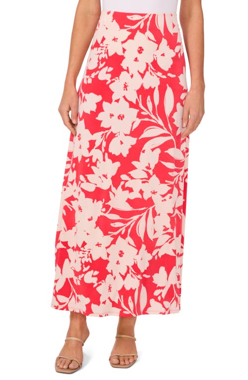 Shop Vince Camuto Floral Pull-on Midi Skirt In Cayenne