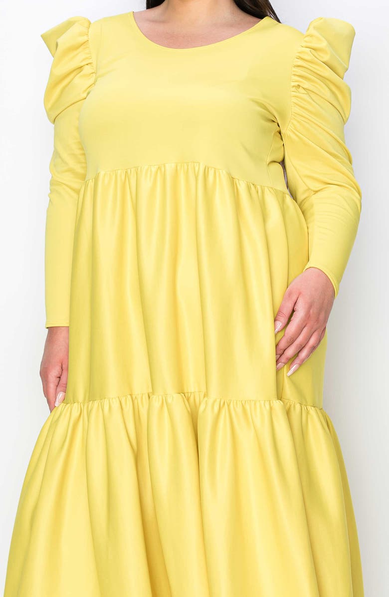 L I V D Isabel Long Sleeve Tiered Maxi Dress, Alternate, color, Yellow