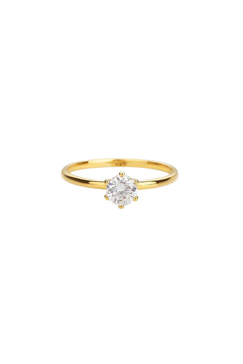 Sterling Silver 18k Gold Plated Izzie Ring Dainty Minimalist Sparkle, Main, color, Gold