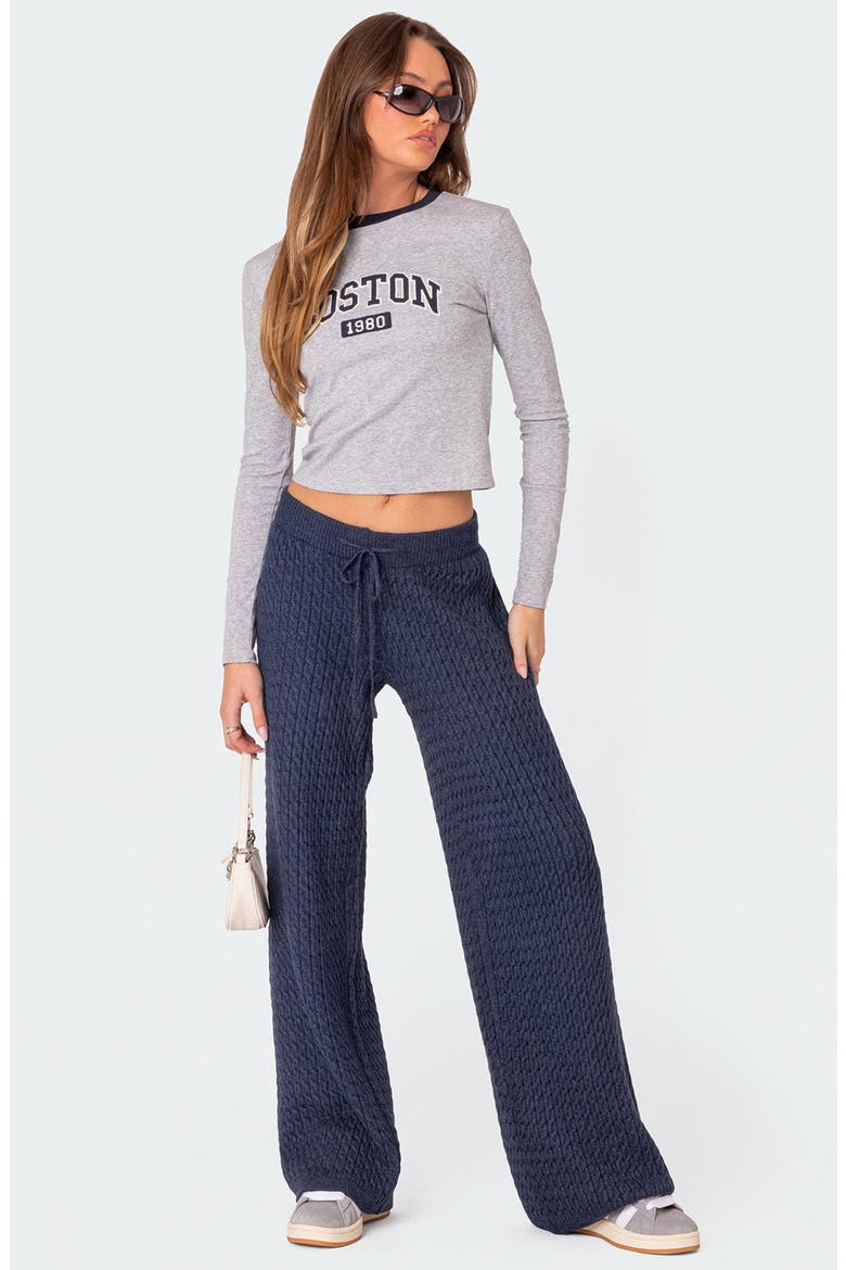Portia Cable Knit Pants, Alternate, color, NAVY