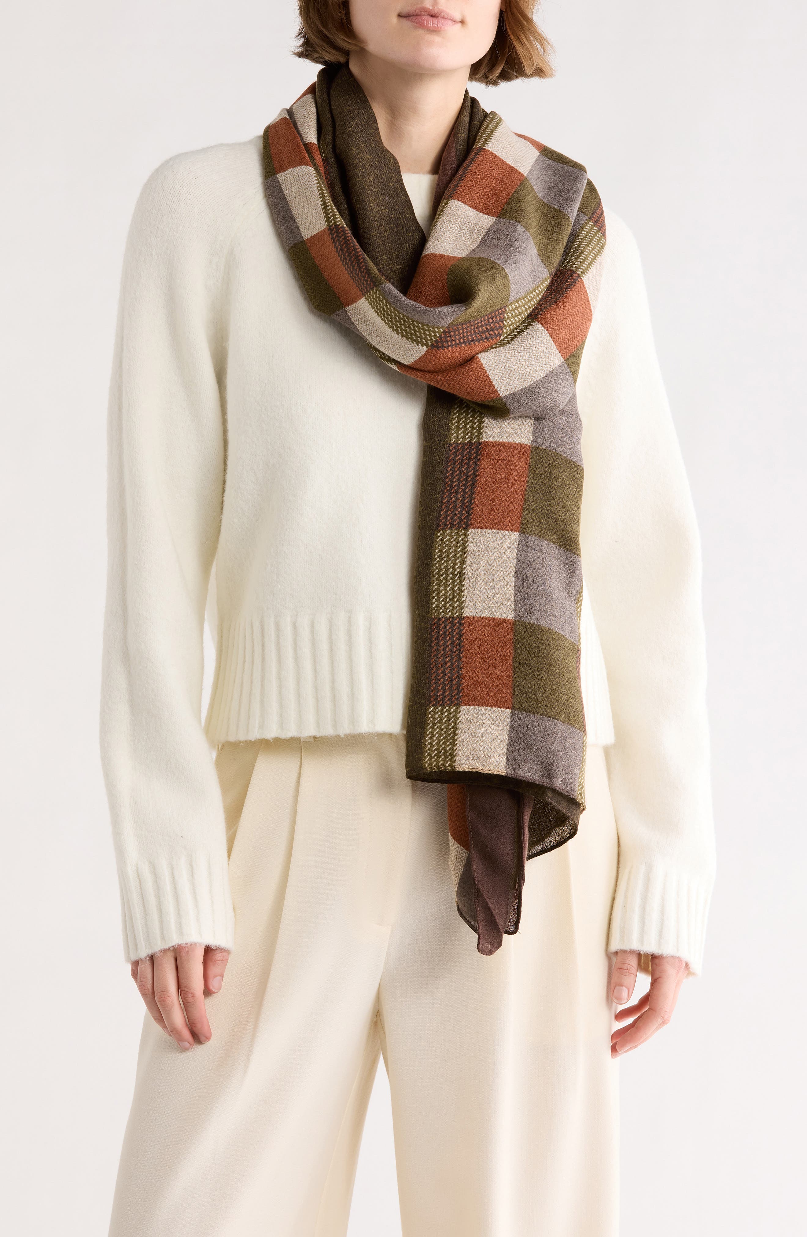 La Fiorentina Checkered Print Lightweight Wrap