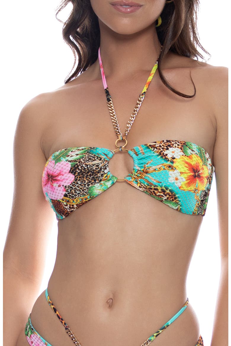 Chain Drawstring Bandeau Top, Main, color, Floral