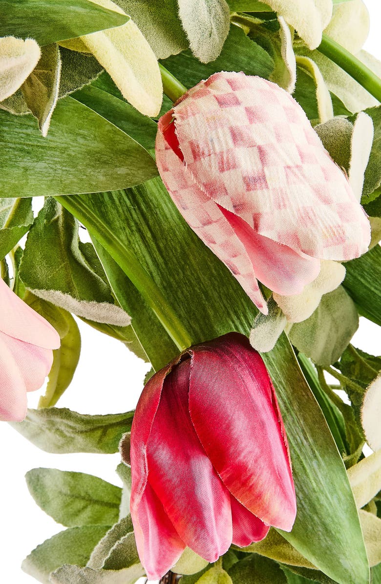 MACKENZIE CHILDS Rosy Check Tulip 28-Inch Wreath, Alternate, color, Pink