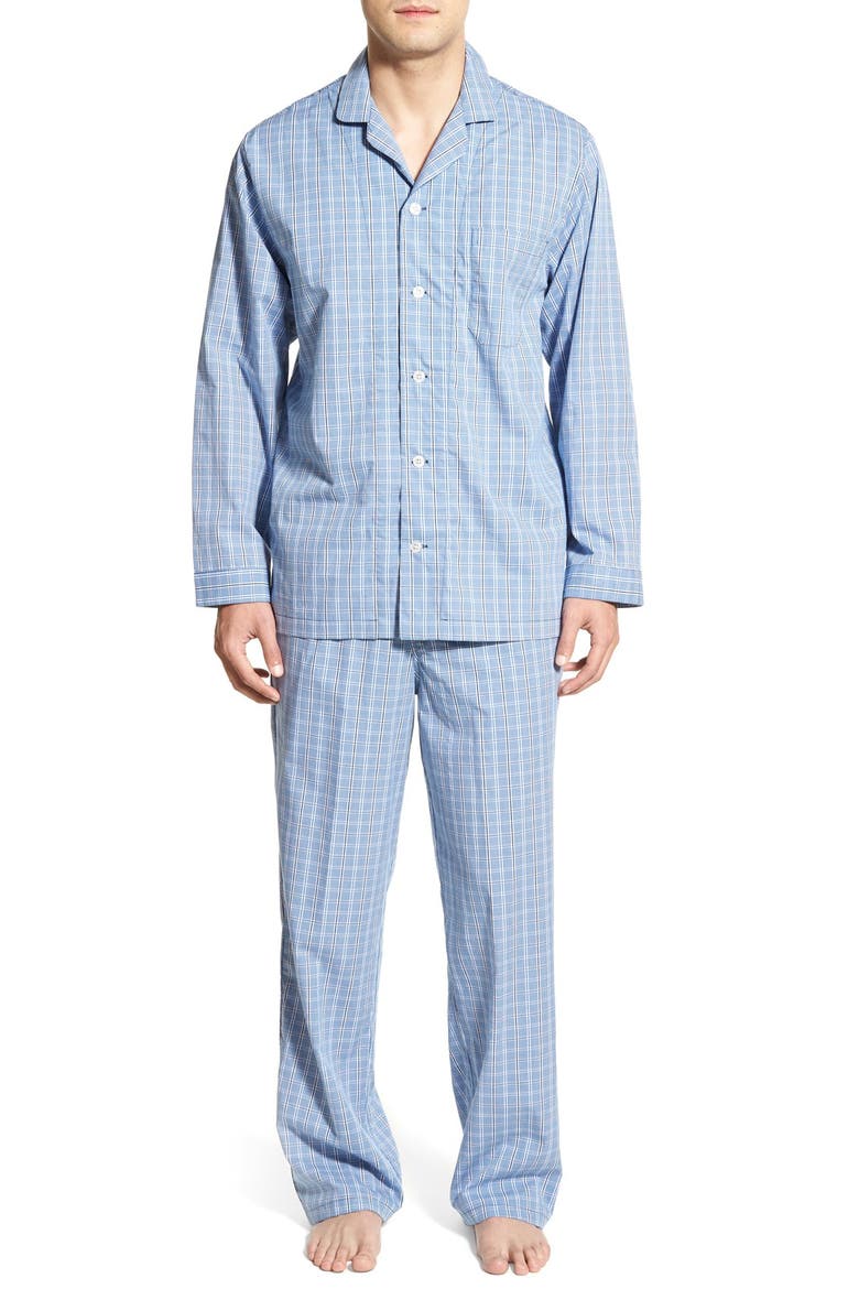 Poplin Pajama Set, Main, color, BLUE