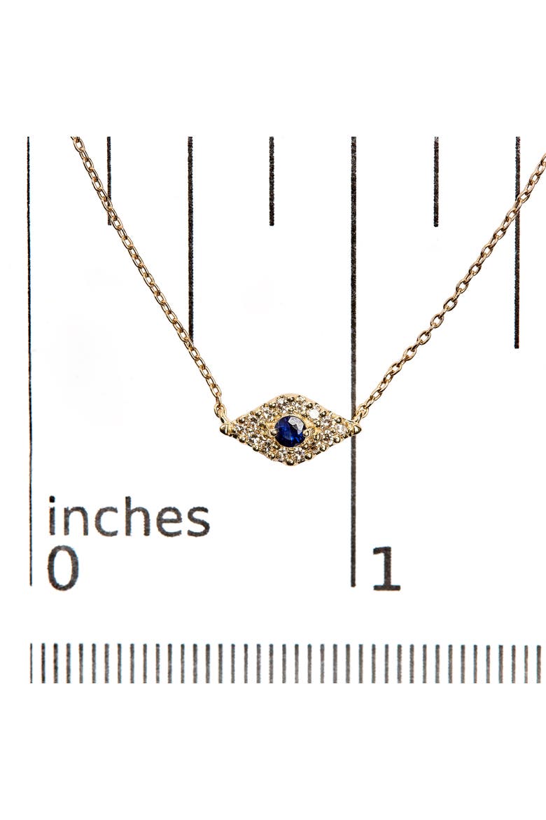 10K Gold Sapphire and Diamond Accented Evil Eye Pendant Necklace, Alternate, color, Yellow