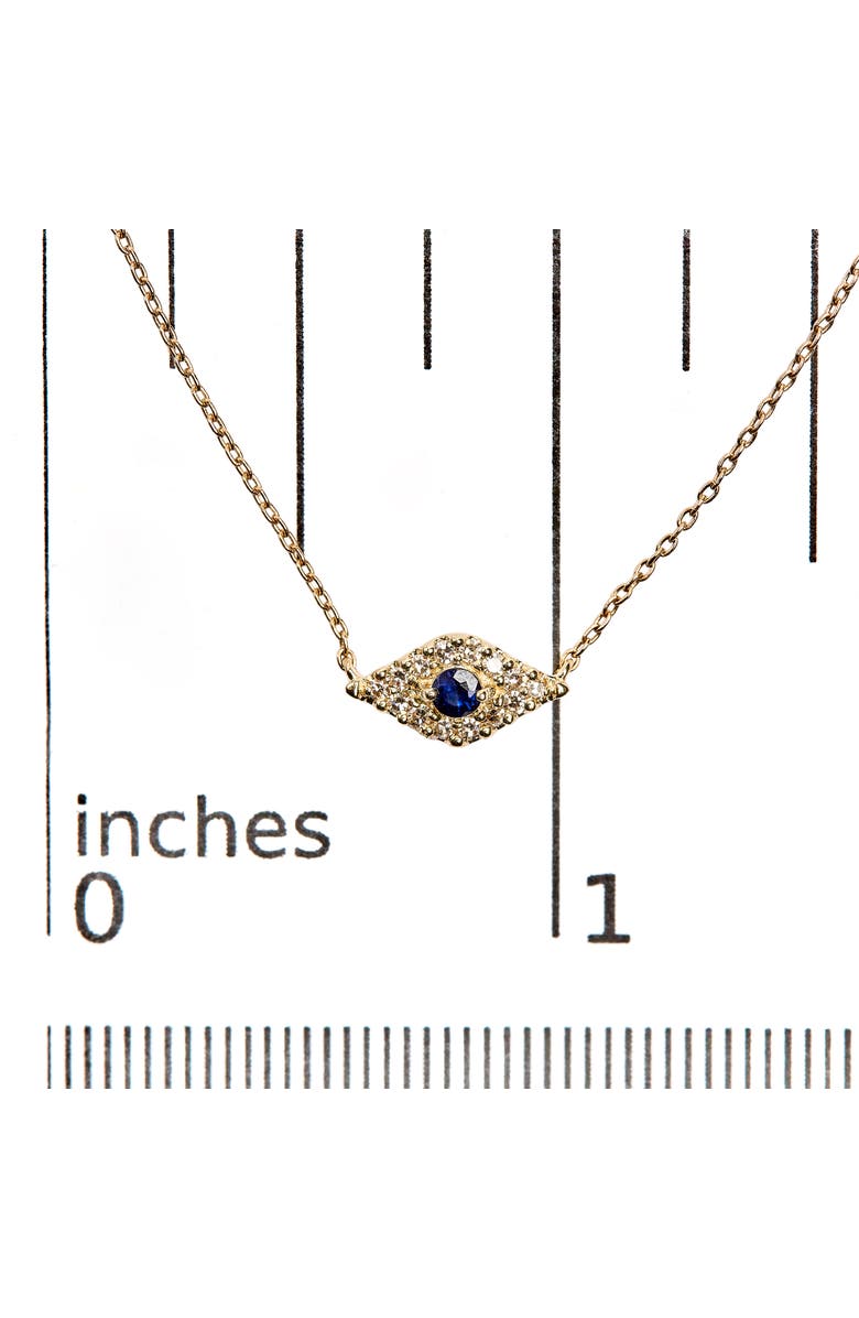 Haus of Brilliance 10K Gold Sapphire and Diamond Accented Evil Eye Pendant Necklace, Alternate, color, Yellow