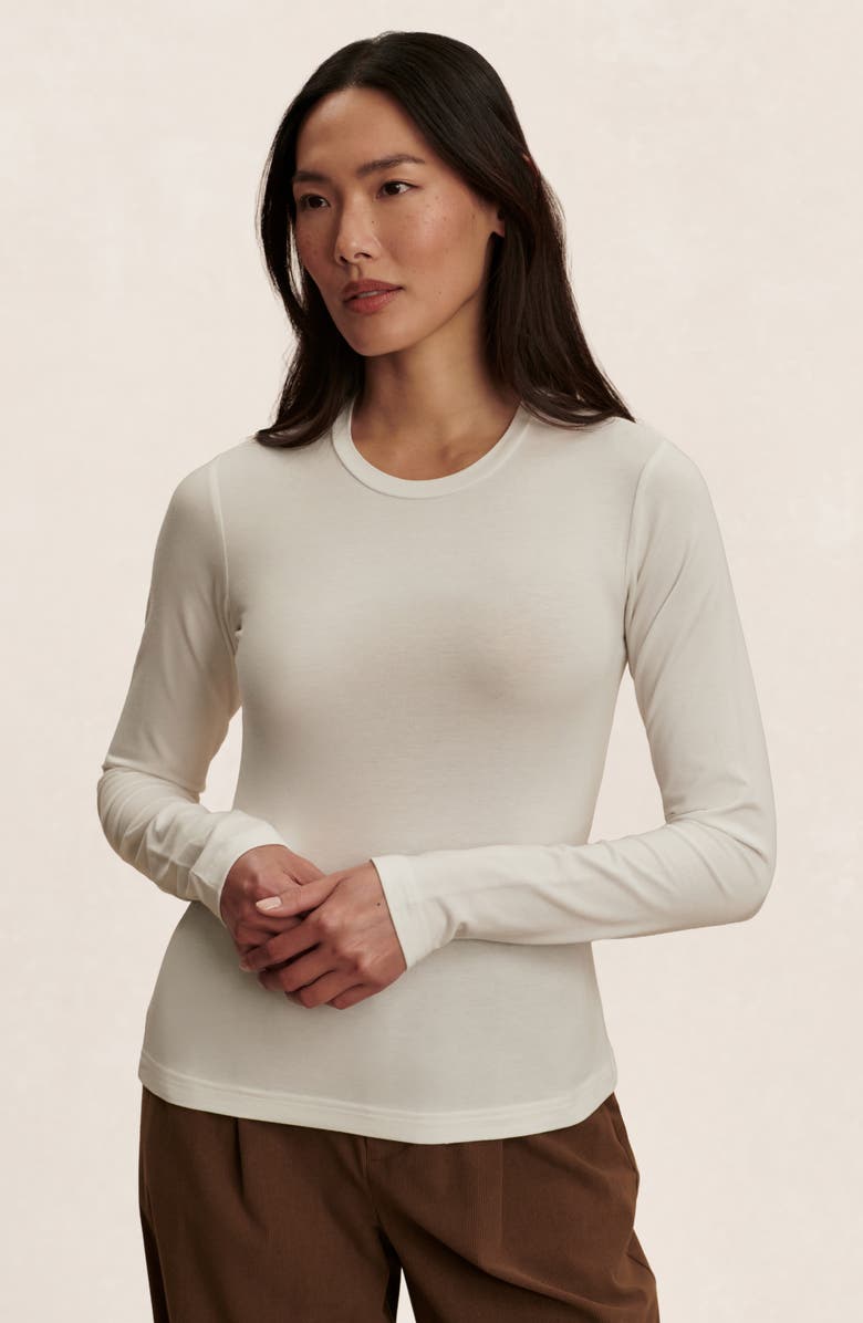 Varley Edna Fitted Long Sleeve T-Shirt, Alternate, color, White