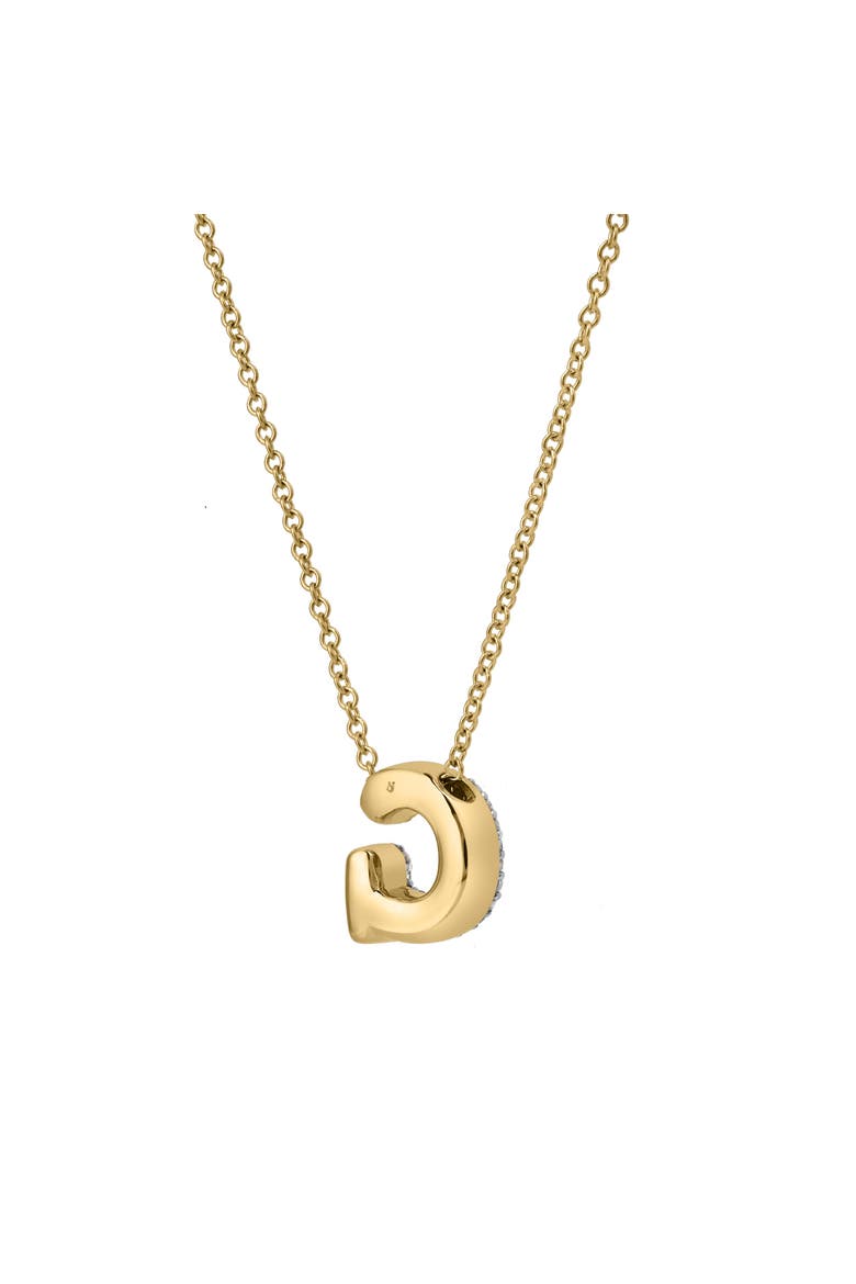 Small Bubble Initial Letter 14K Yellow Gold Diamond Pendant Necklace, Alternate, color, Gold G