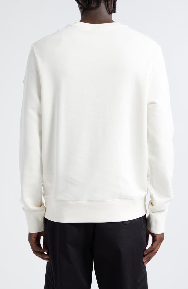 Moncler Hockey Appliqué Cotton Crewneck Sweatshirt, Alternate, color, Bright White