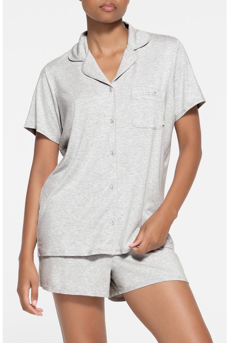 Short Sleeve Pajamas, Main, color, LIGHT HEATHER GREY