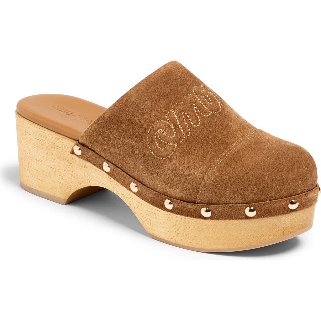 Cinq À Sept Sydney Studded Suede Clogs Golden Sienna In Brown