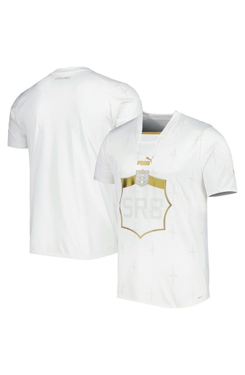 PUMA Men's Puma White Serbia National Team 2022/23 Away Replica Jersey, Main, color, White