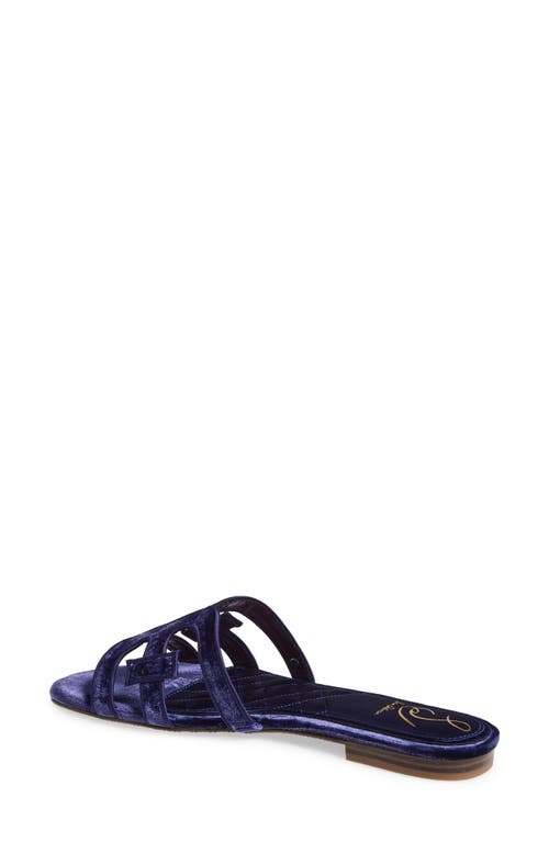 Sam Edelman Bay Honore Slide Sandal Dark Winter Violet Velvet In Blue