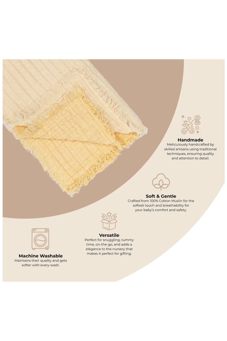 Ombré Cotton Muslin Blanket, Alternate, color, YELLOW