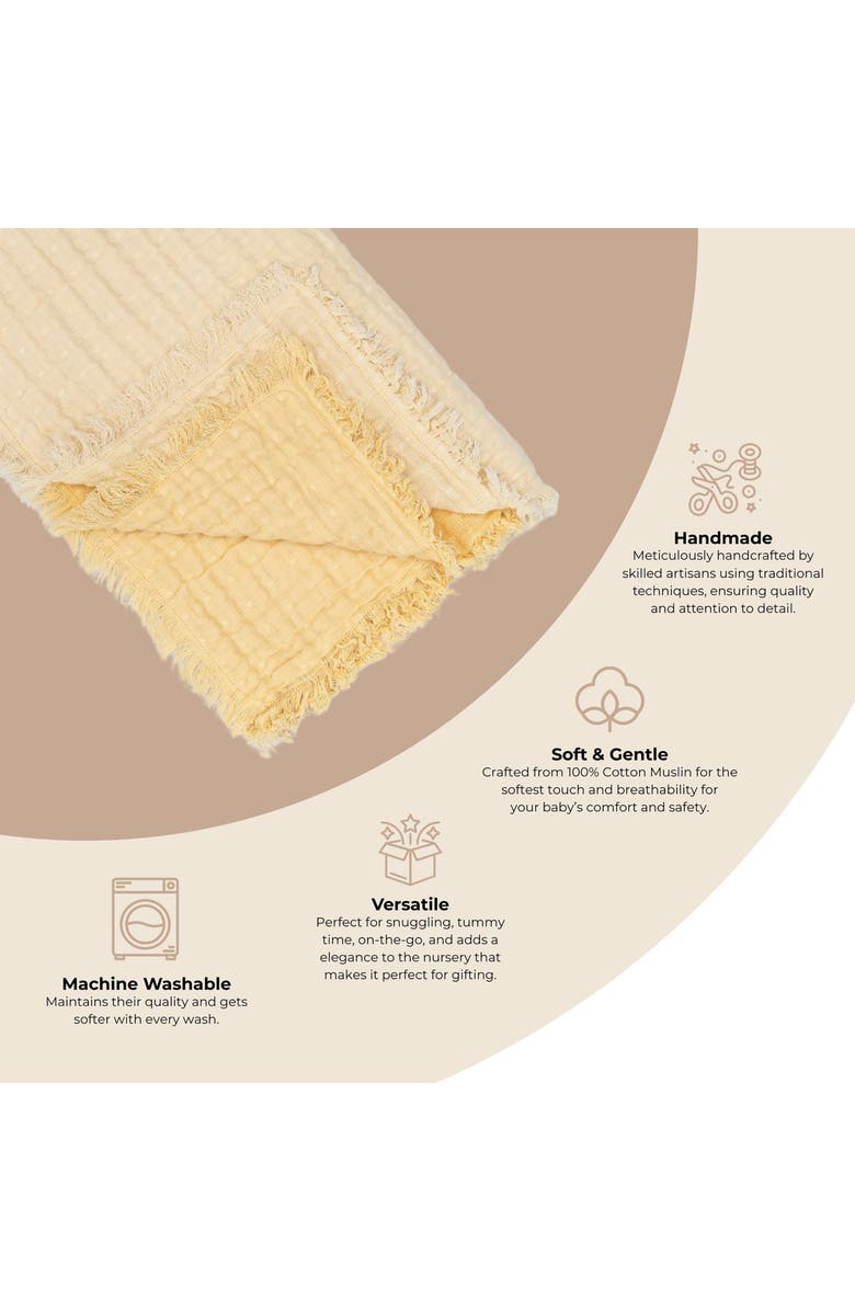 CRANE BABY Ombré Cotton Muslin Blanket, Alternate, color, Yellow