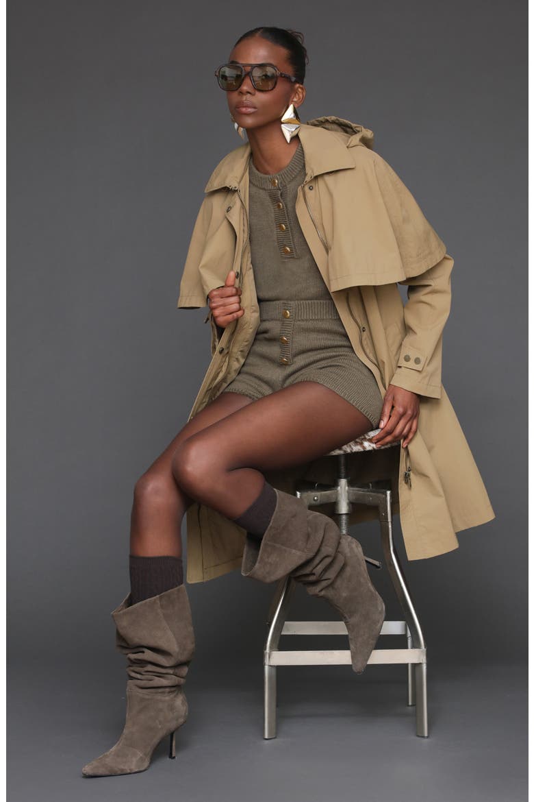 Hooded Cape Raincoat, Alternate, color, WHEAT